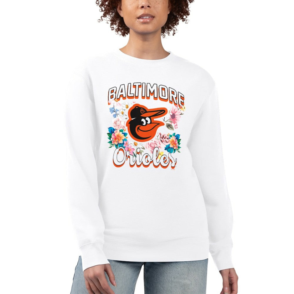 Baltimore Orioles G-III 4Her by Carl Banks Women's Flowers Graphic Pullover Sweatshirt White