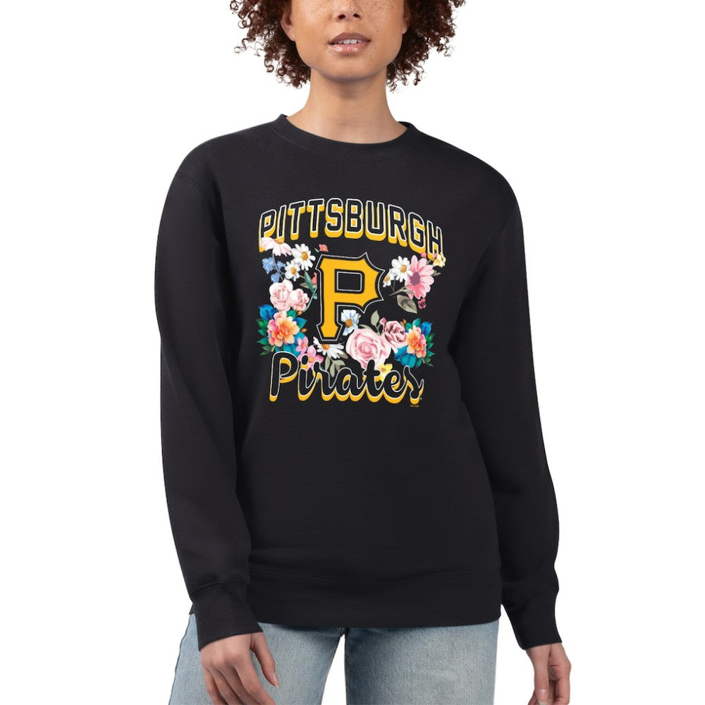 Pittsburgh Pirates G-III 4Her by Carl Banks Women's Flowers Graphic Pullover Sweatshirt Black