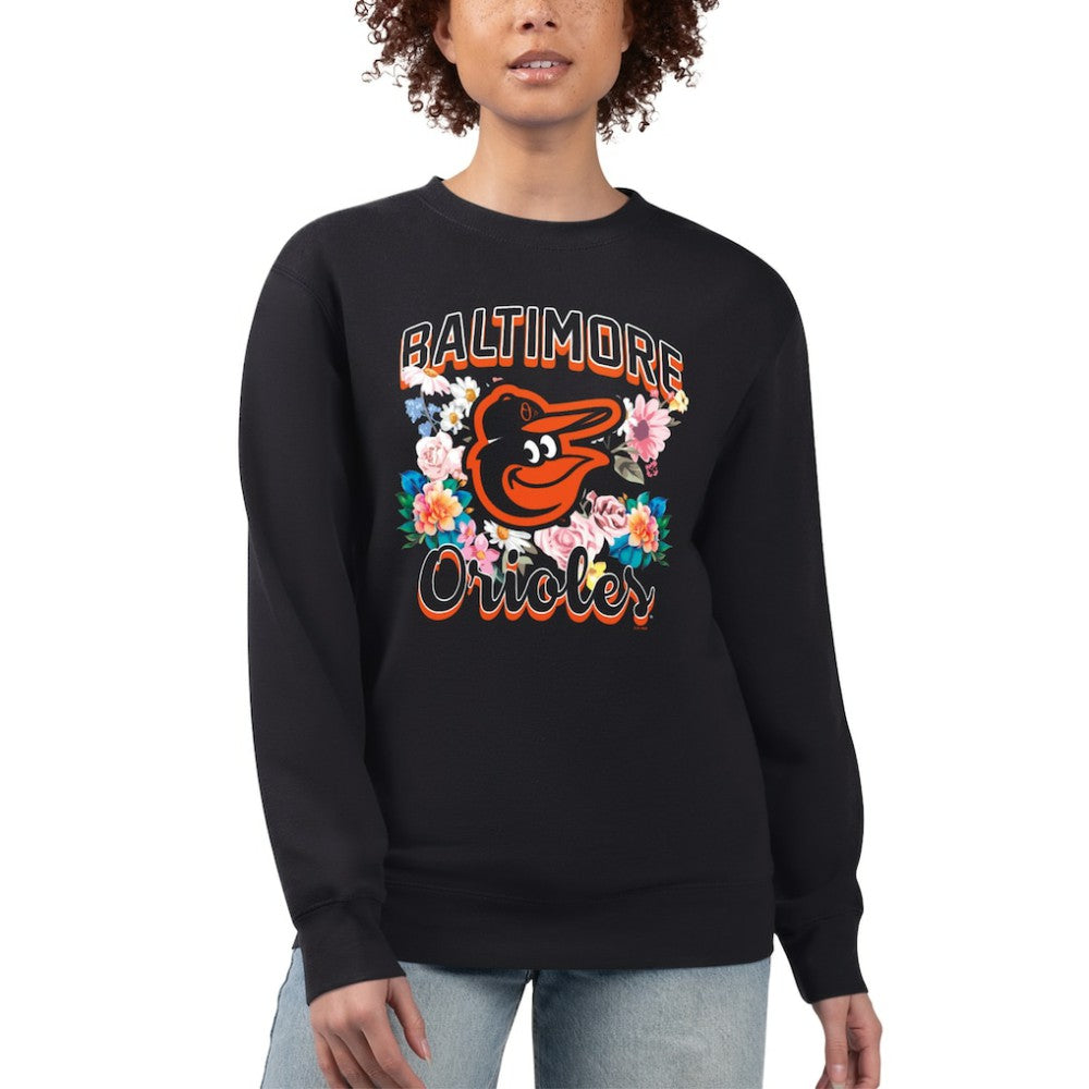 Baltimore Orioles G-III 4Her by Carl Banks Women's Flowers Graphic Pullover Sweatshirt Black