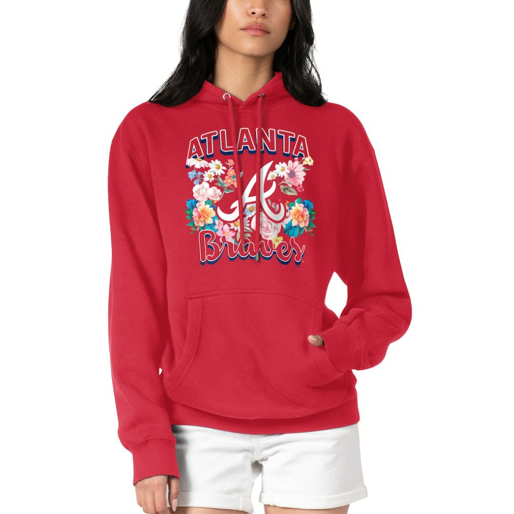 Atlanta Braves G-III 4Her by Carl Banks Women's Flowers Graphic Pullover Hoodie Red