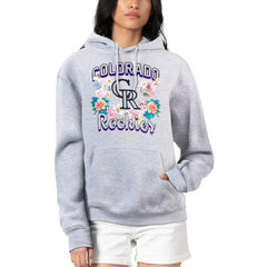 Colorado Rockies G-III 4Her by Carl Banks Women's Flowers Graphic Pullover Hoodie Heather Gray