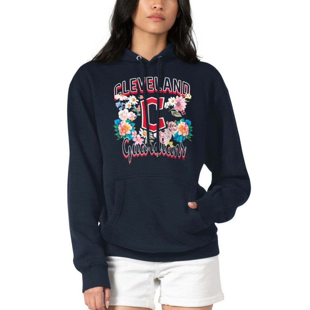 Cleveland Guardians G-III 4Her by Carl Banks Women's Flowers Graphic Pullover Hoodie Navy