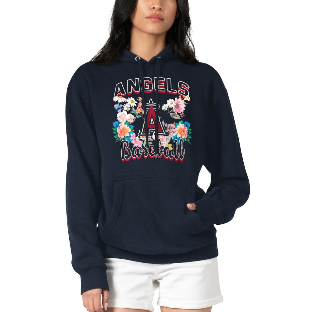Los Angeles Angels G-III 4Her by Carl Banks Women's Flowers Graphic Pullover Hoodie Navy