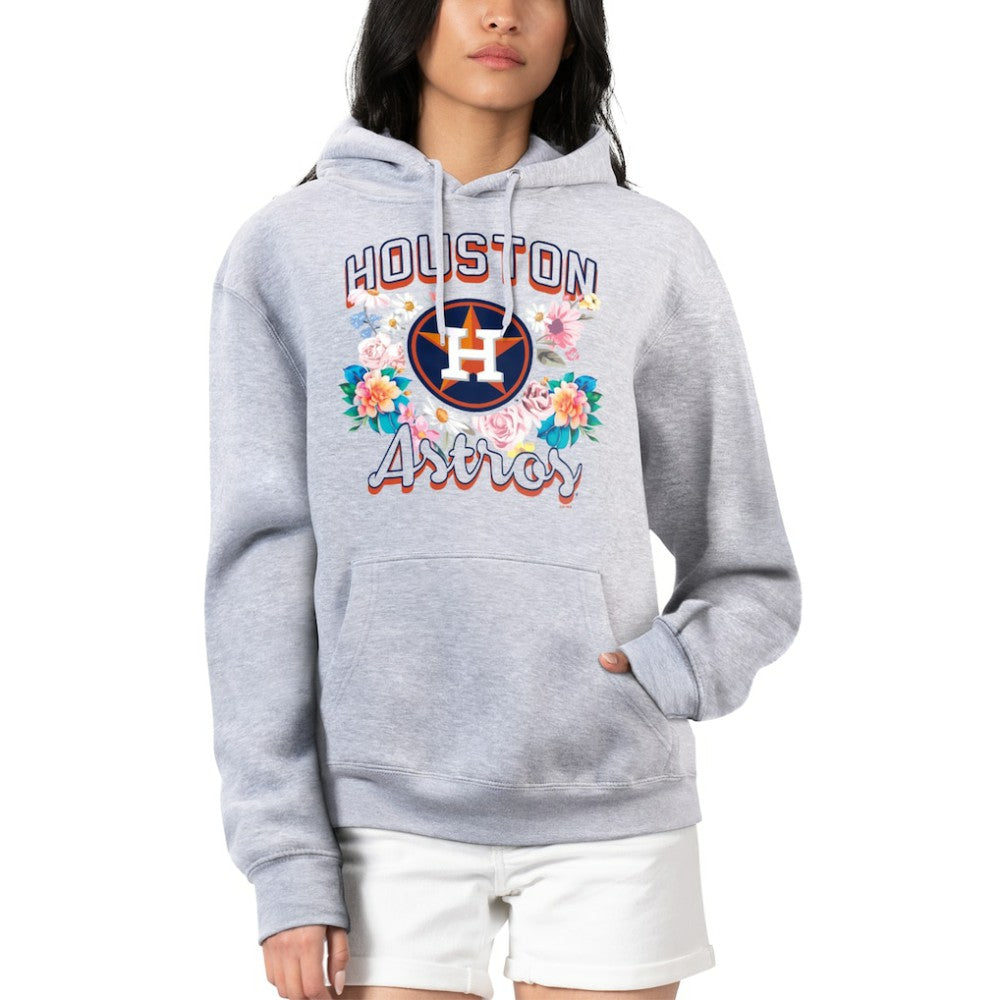 Houston Astros G-III 4Her by Carl Banks Women's Flowers Graphic Pullover Hoodie Heather Gray
