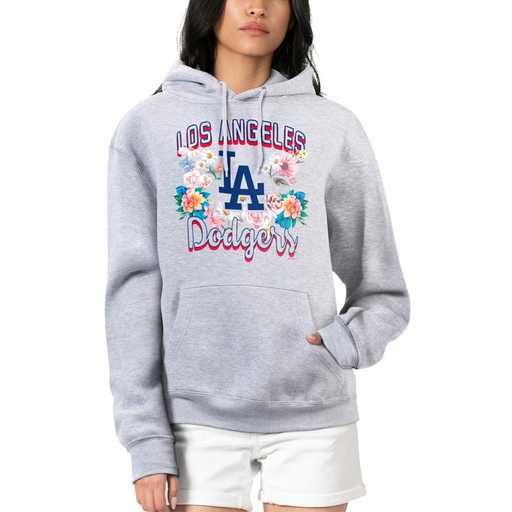 Los Angeles Dodgers G-III 4Her by Carl Banks Women's Flowers Graphic Pullover Hoodie Heather Gray