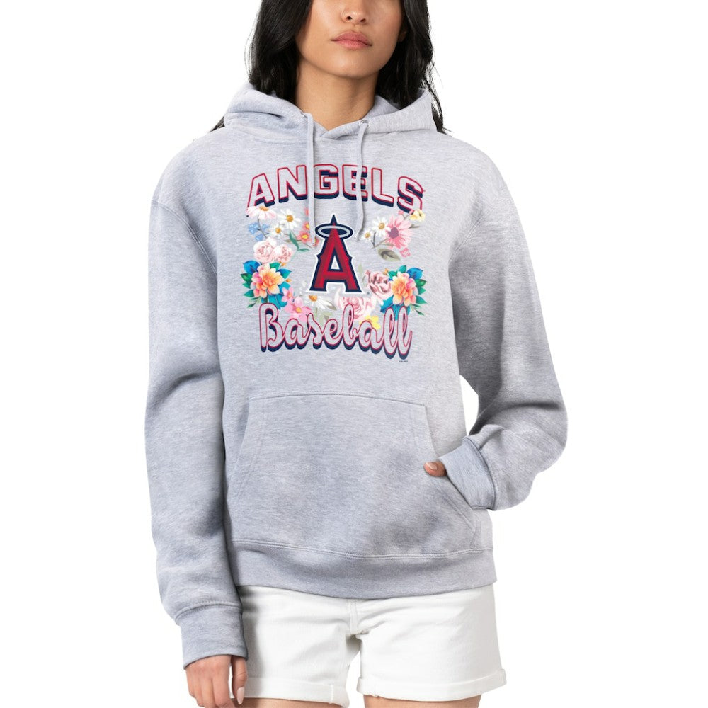Los Angeles Angels G-III 4Her by Carl Banks Women's Flowers Graphic Pullover Hoodie Heather Gray