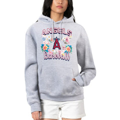 Los Angeles Angels G-III 4Her by Carl Banks Women's Flowers Graphic Pullover Hoodie Heather Gray