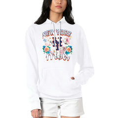 New York Mets G-III 4Her by Carl Banks Women's Flowers Graphic Pullover Hoodie White