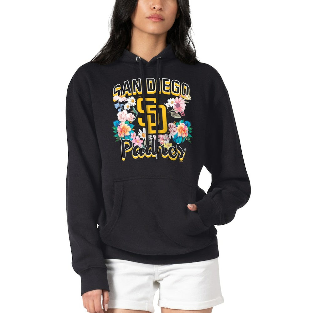 San Diego Padres G-III 4Her by Carl Banks Women's Flowers Graphic Pullover Hoodie Black