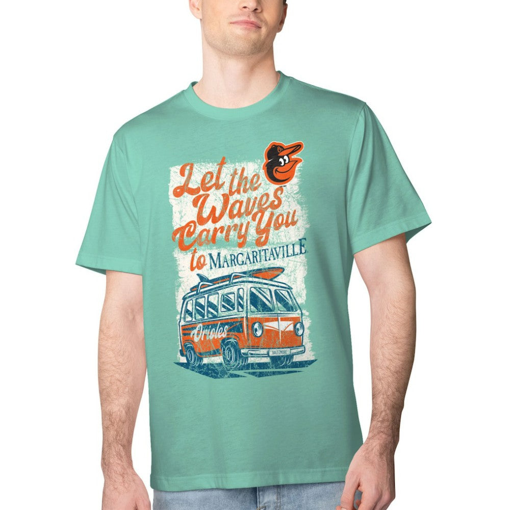 Baltimore Orioles Margaritaville Bus Waves Graphic T-Shirt Mint