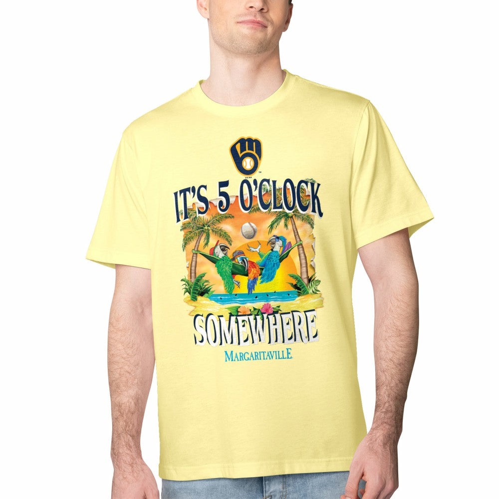 Milwaukee Brewers Margaritaville Five O'Clock Graphic T-Shirt Yellow