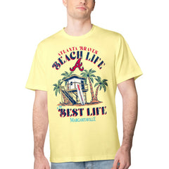 Atlanta Braves Margaritaville Beach Hut Graphic T-Shirt Yellow