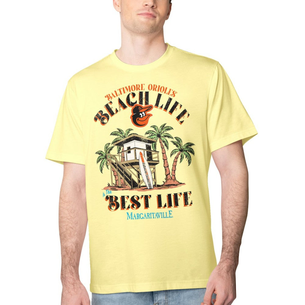 Baltimore Orioles Margaritaville Beach Hut Graphic T-Shirt Yellow
