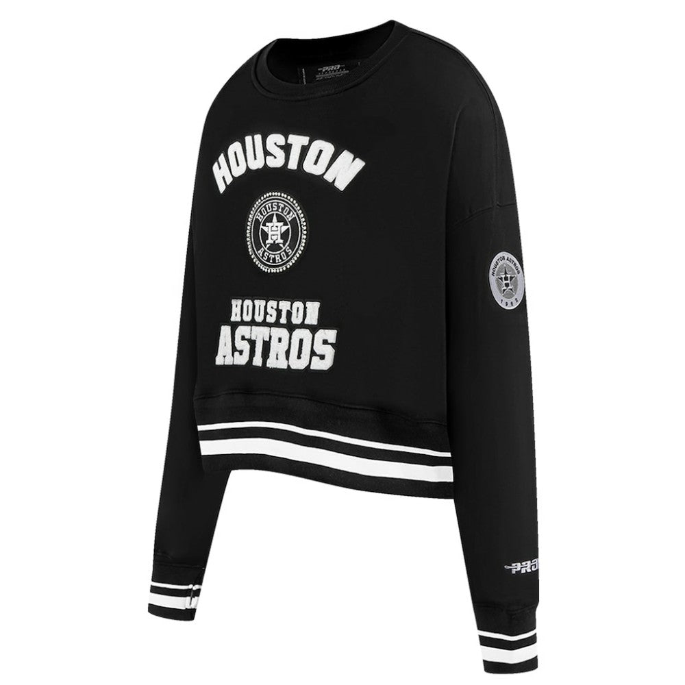 Houston Astros Pro Standard Women's Pearl Cropped Pullover Sweatshirt
 Black