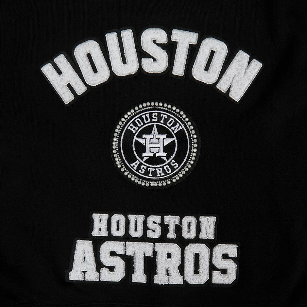 Houston Astros Pro Standard Women's Pearl Cropped Pullover Sweatshirt
 Black