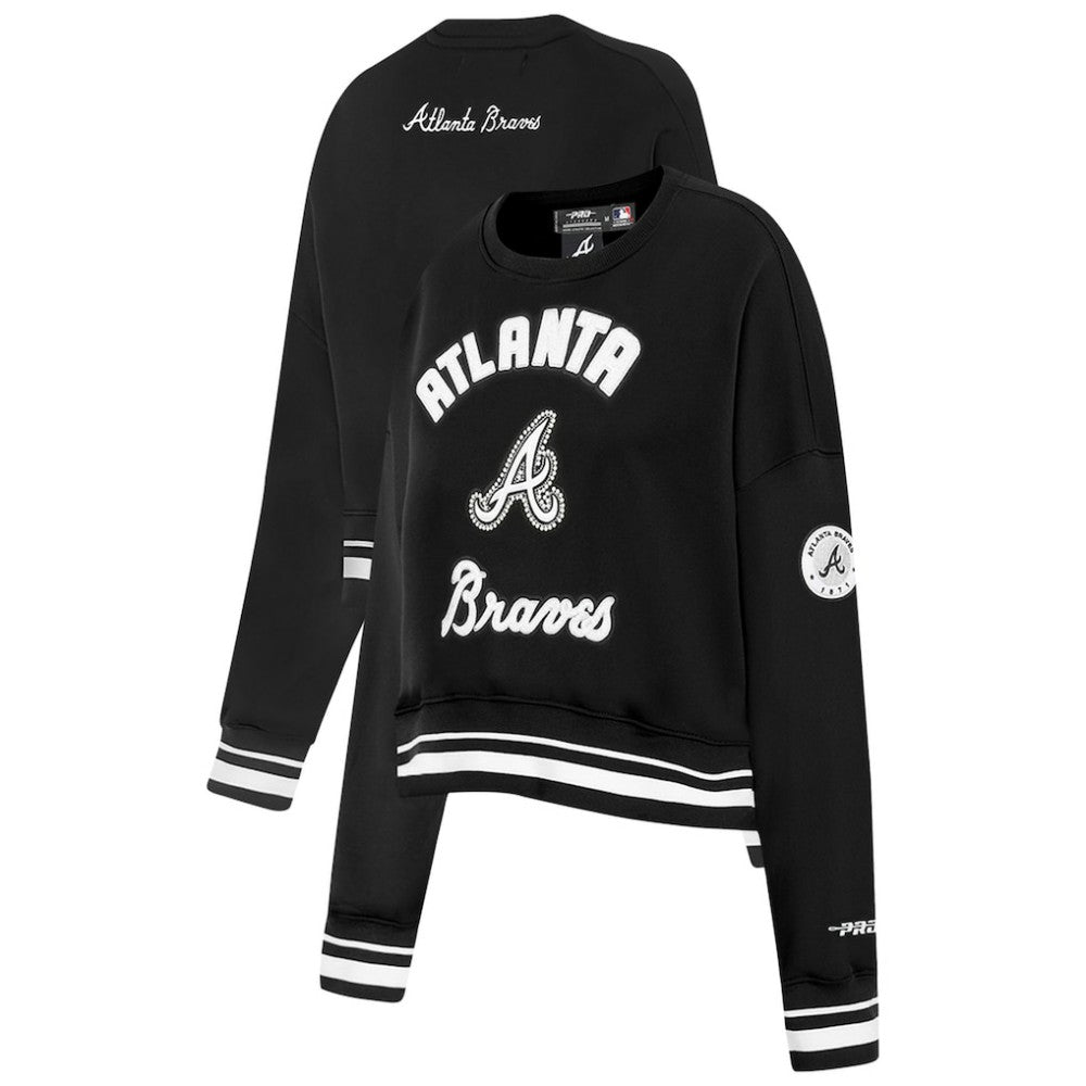 Atlanta Braves Pro Standard Women's Pearl Cropped Pullover Sweatshirt
 Black