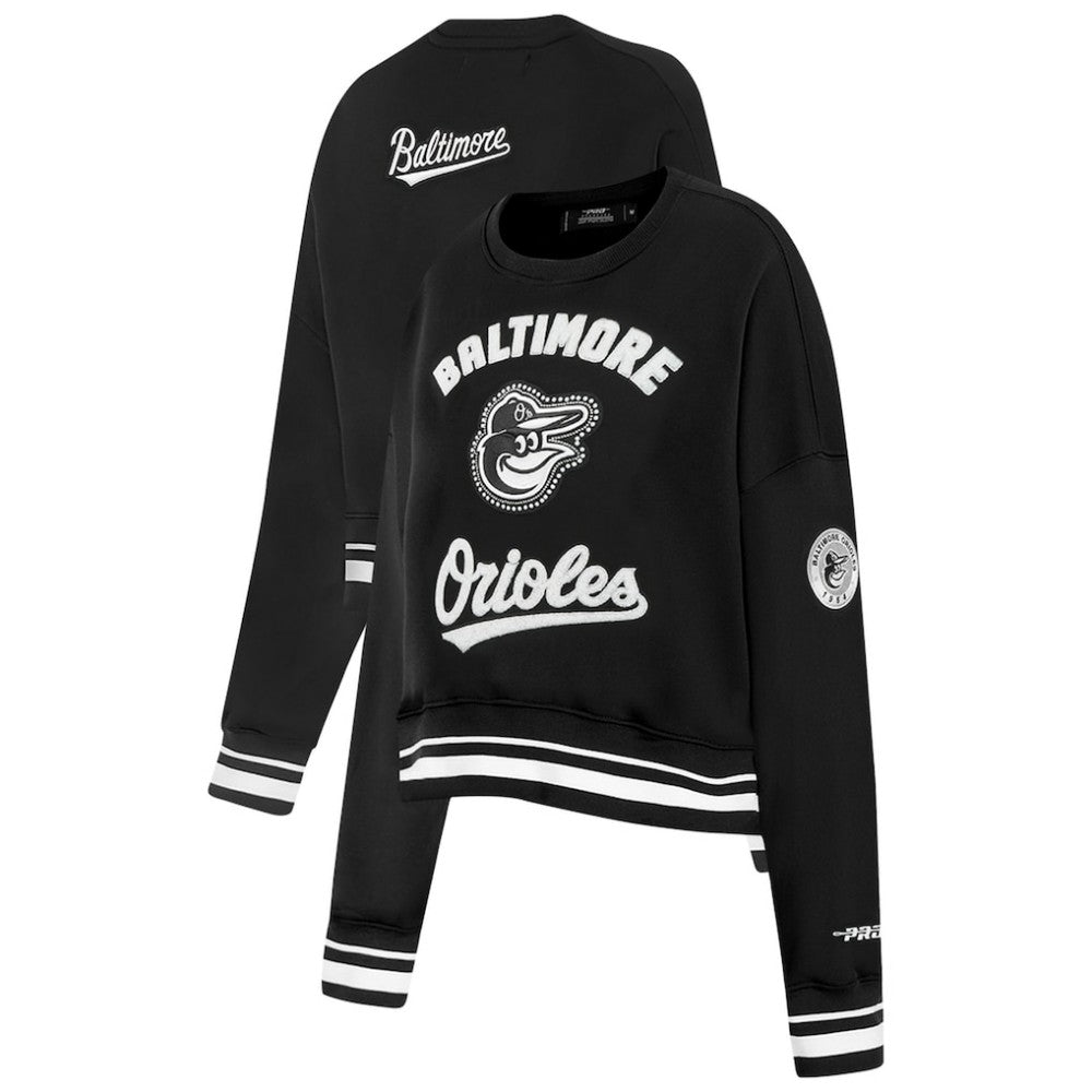 Baltimore Orioles Pro Standard Women's Pearl Cropped Pullover Sweatshirt
 Black