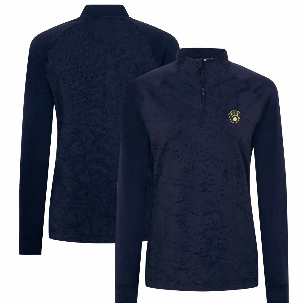 Milwaukee Brewers Levelwear Women's Amethyst Insignia 2.0 Quarter-Zip Jacket Navy