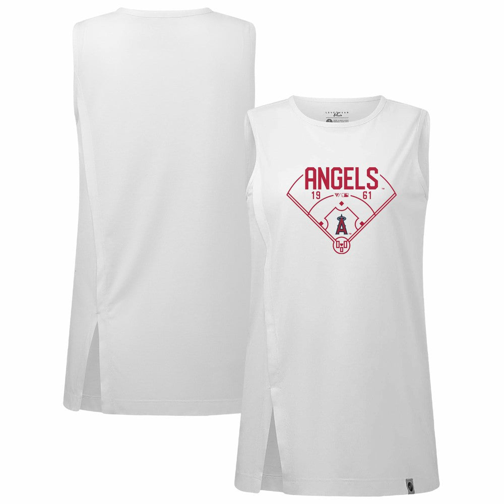 Los Angeles Angels Levelwear Women's Influx Home Field Tank Top White