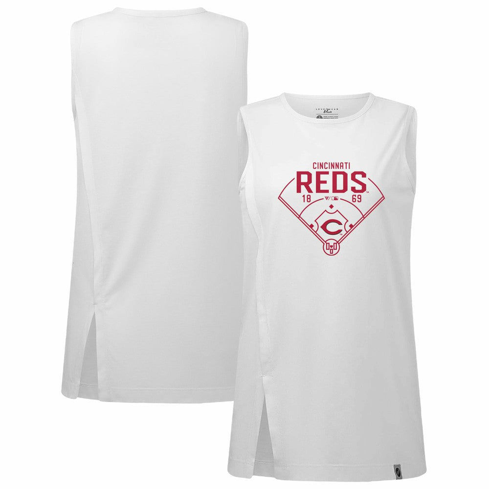 Cincinnati Reds Levelwear Women's Influx Home Field Tank Top White