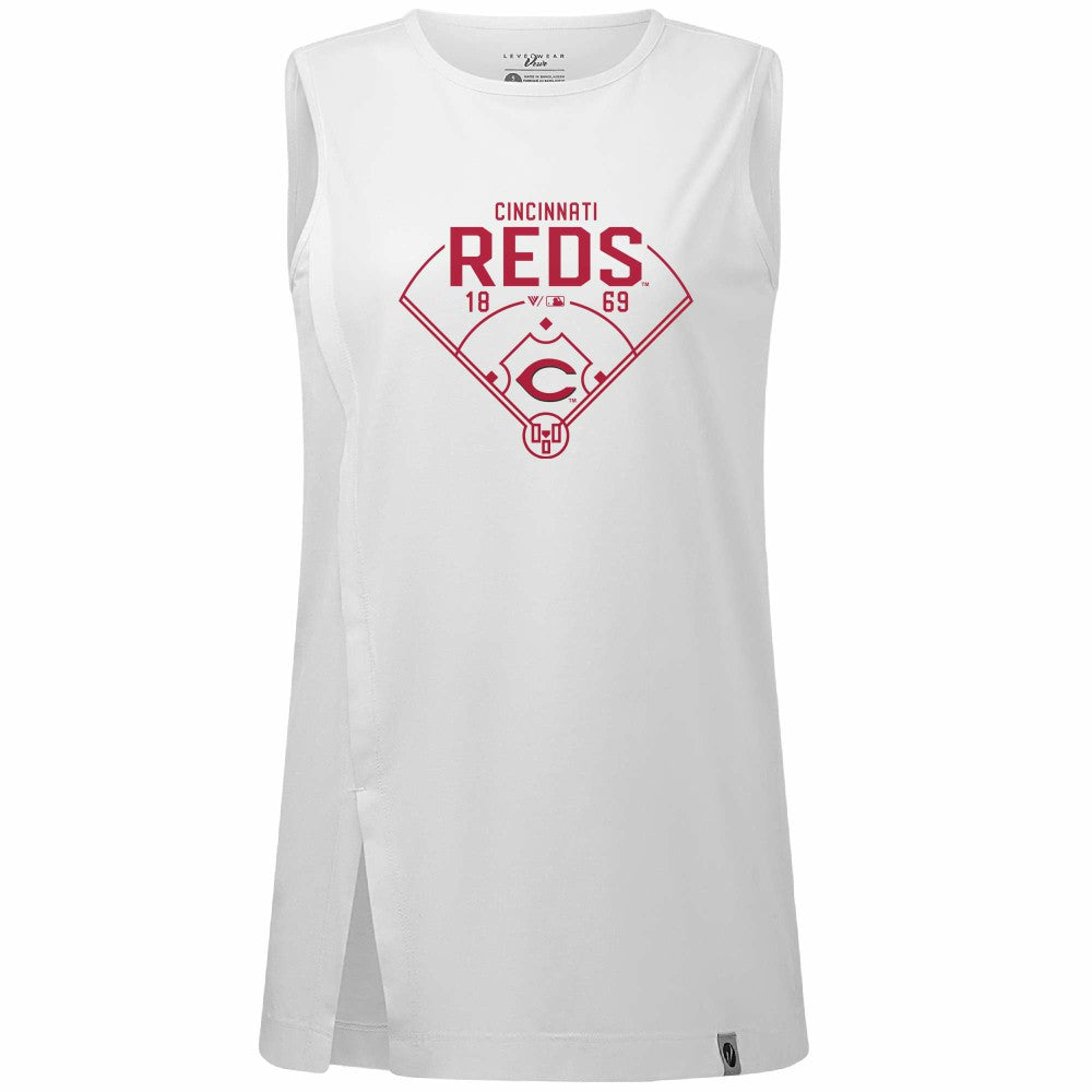 Cincinnati Reds Levelwear Women's Influx Home Field Tank Top White