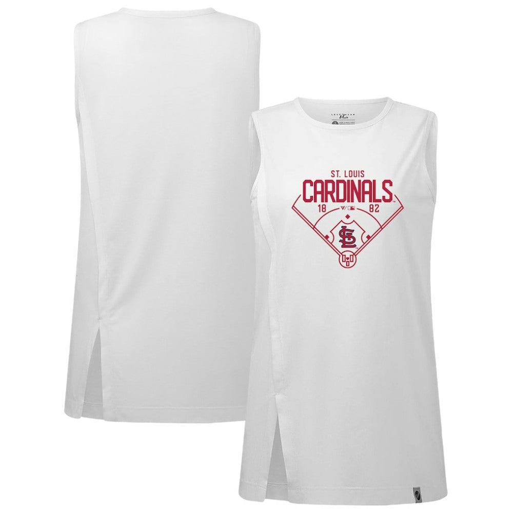 St. Louis Cardinals Levelwear Women's Influx Home Field Tank Top White