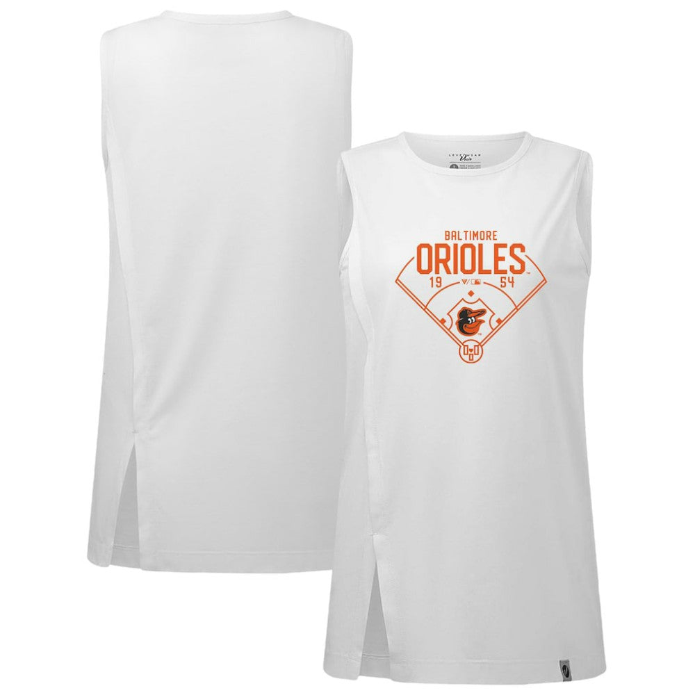 Baltimore Orioles Levelwear Women's Influx Home Field Tank Top White