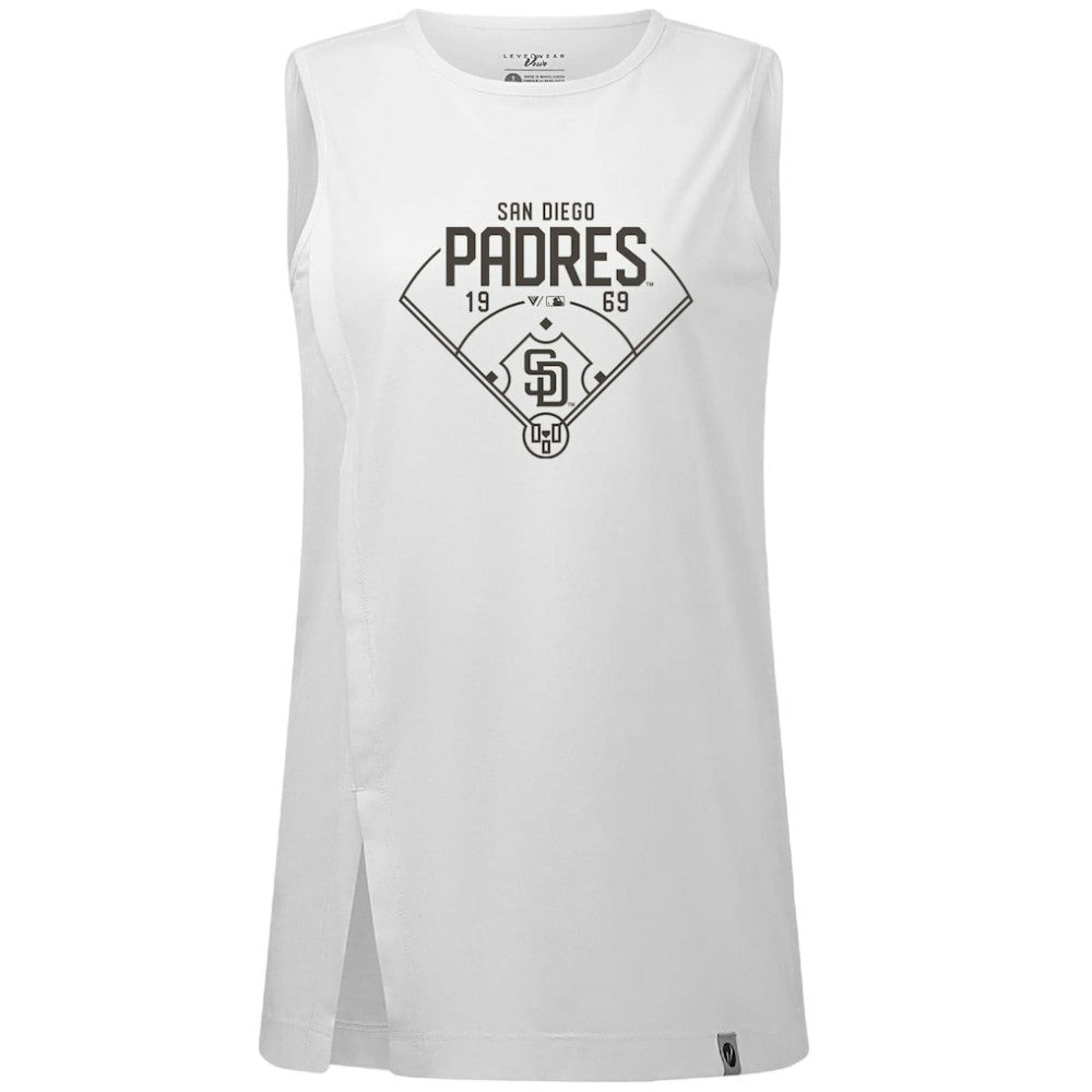 San Diego Padres Levelwear Women's Influx Home Field Tank Top White