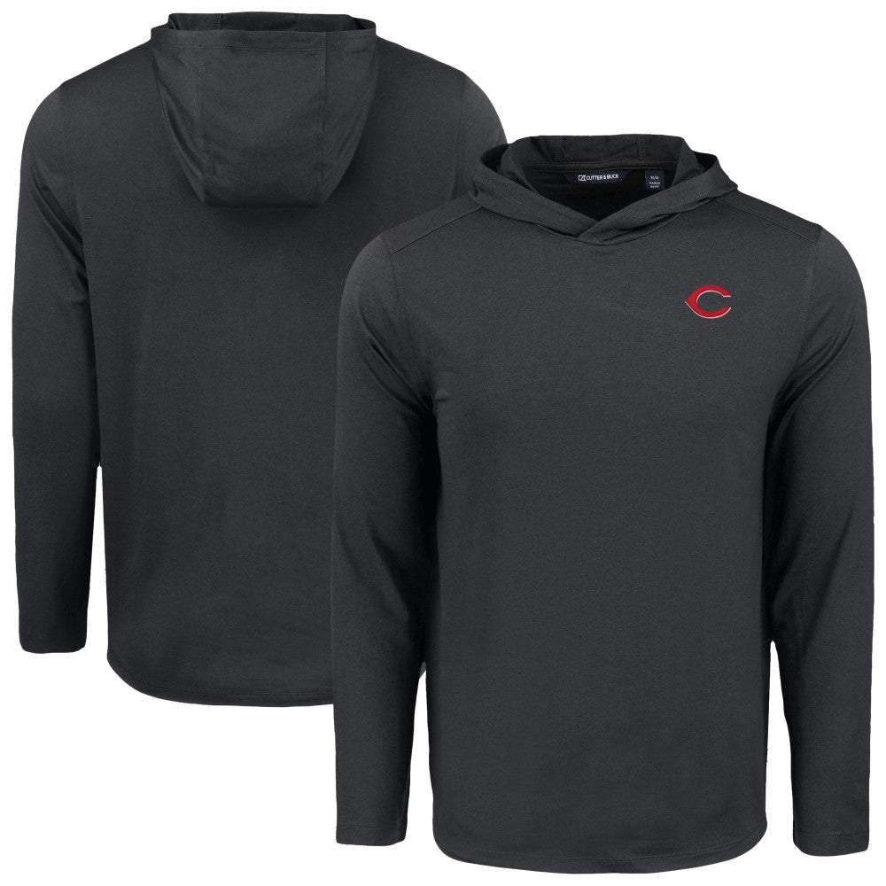 Cincinnati Reds Cutter & Buck Coastline Epic Comfort Recycled Eco Hoodie Long Sleeve T-Shirt Black