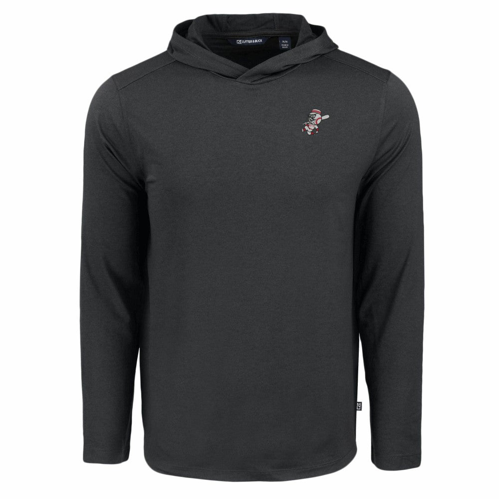 Cincinnati Reds Cutter & Buck Coastline Epic Comfort Recycled Eco Hoodie Long Sleeve T-Shirt Black