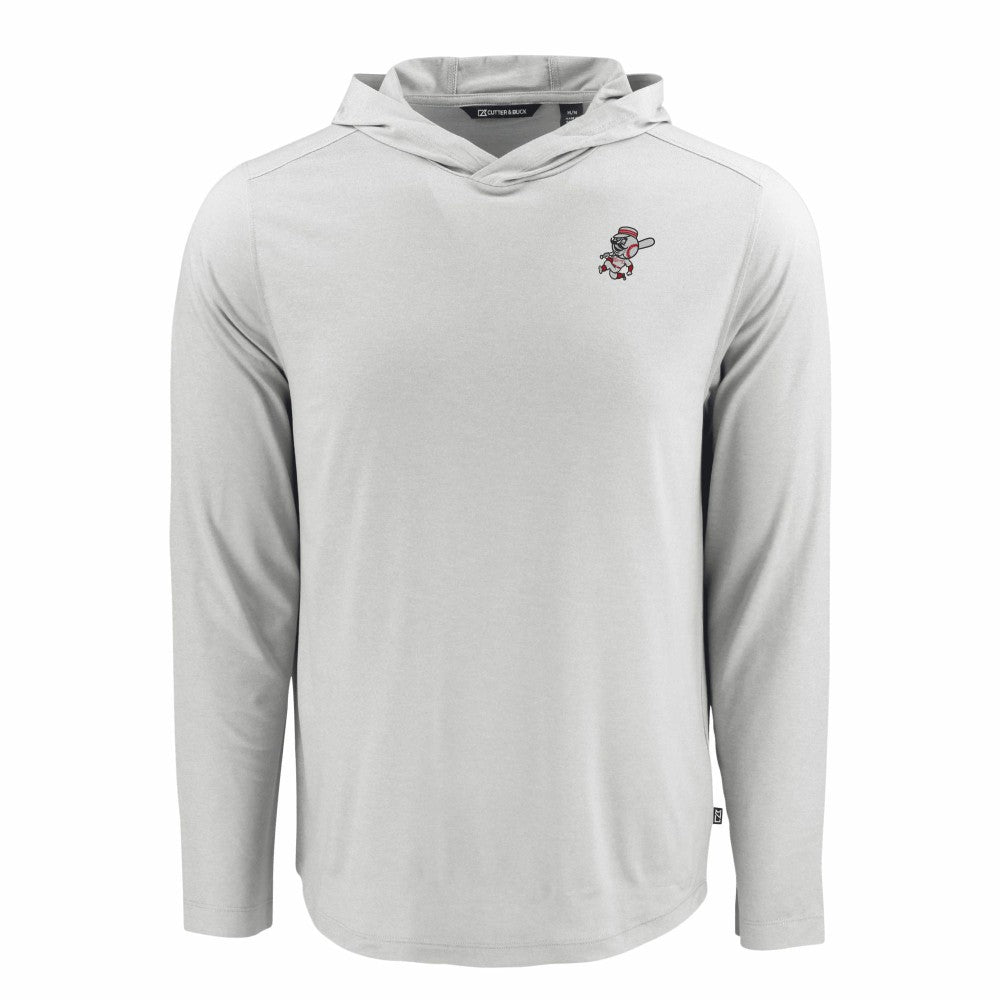 Cincinnati Reds Cutter & Buck Coastline Epic Comfort Recycled Eco Hoodie Long Sleeve T-Shirt Gray