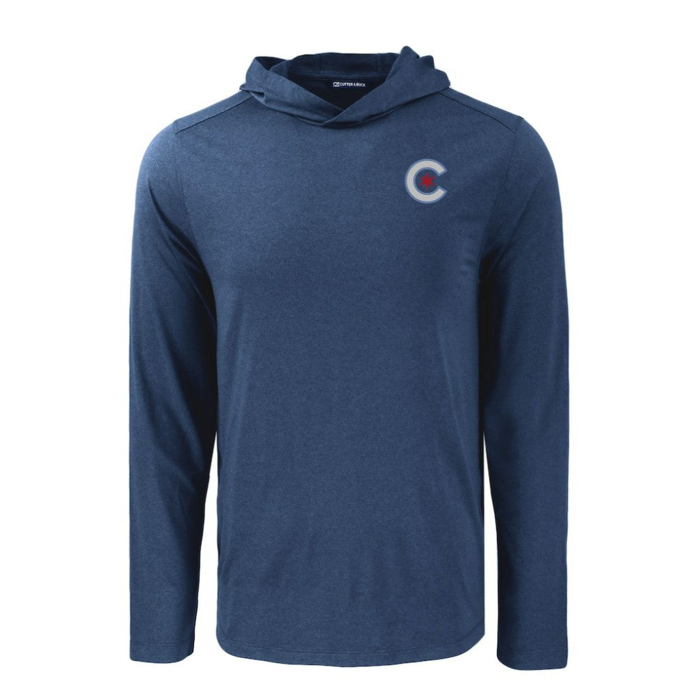 Chicago Cubs Cutter & Buck Coastline Epic Comfort Recycled Eco Hoodie Long Sleeve T-Shirt Navy
