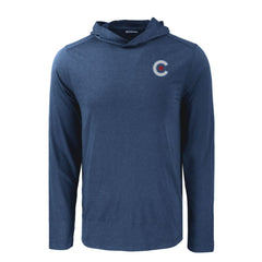 Chicago Cubs Cutter & Buck Coastline Epic Comfort Recycled Eco Hoodie Long Sleeve T-Shirt Navy