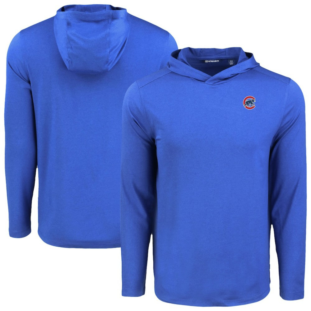 Chicago Cubs Cutter & Buck Coastline Epic Comfort Recycled Eco Hoodie Long Sleeve T-Shirt Royal