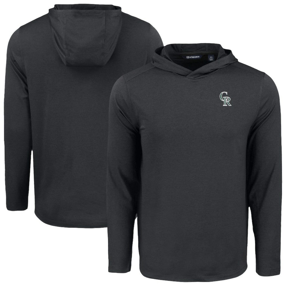 Colorado Rockies Cutter & Buck Coastline Epic Comfort Recycled Eco Hoodie Long Sleeve T-Shirt Black