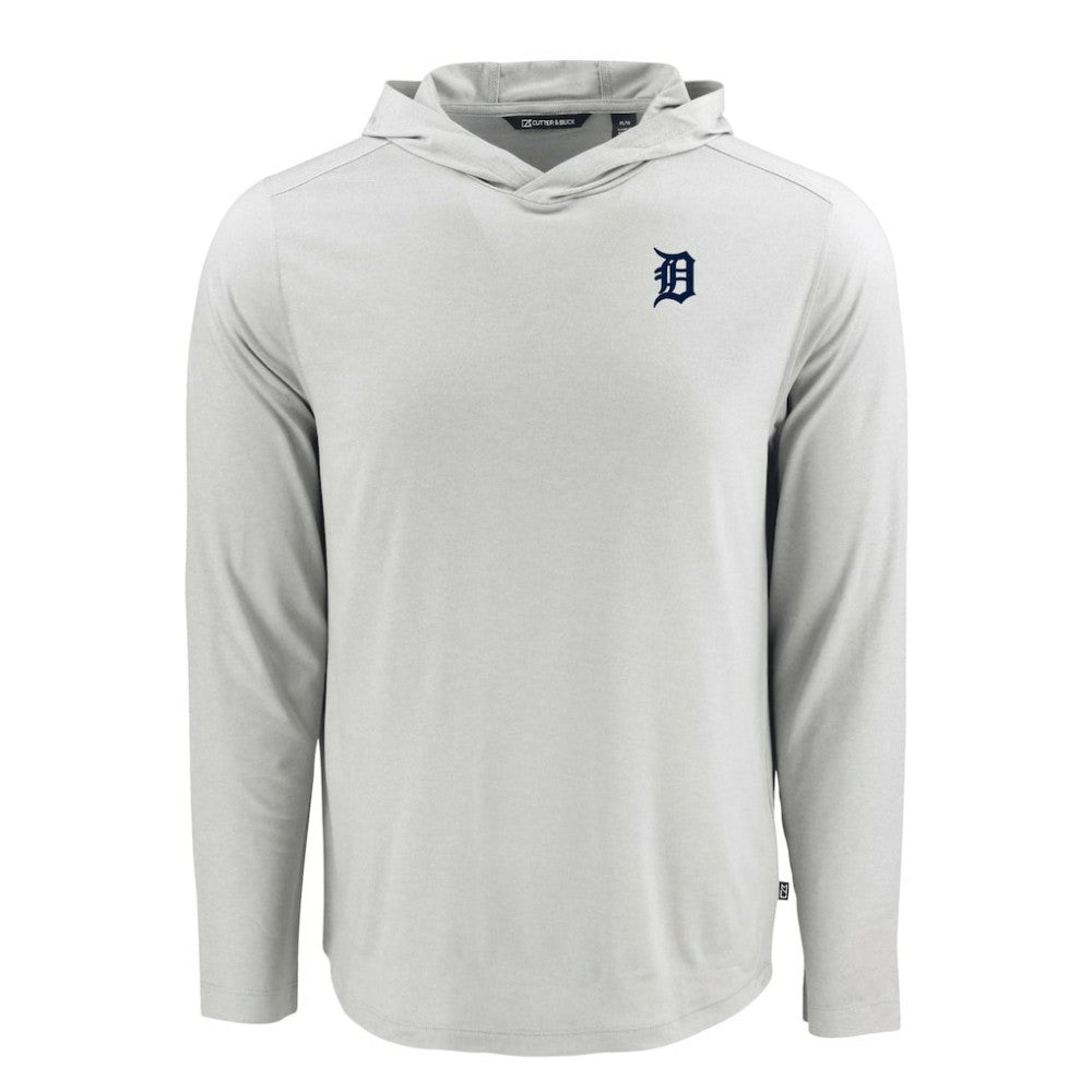 Detroit Tigers Cutter & Buck Coastline Epic Comfort Recycled Eco Hoodie Long Sleeve T-Shirt Gray