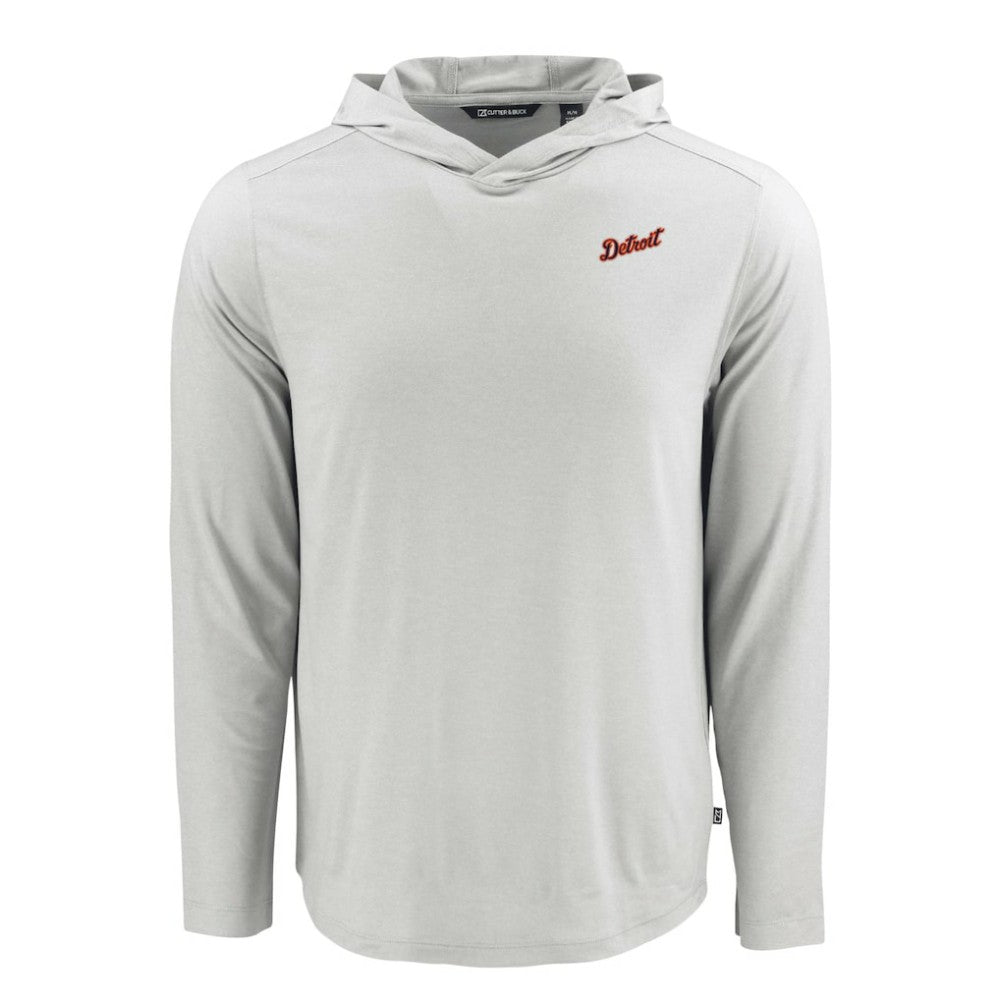 Detroit Tigers Cutter & Buck Coastline Epic Comfort Recycled Eco Hoodie Long Sleeve T-Shirt Gray