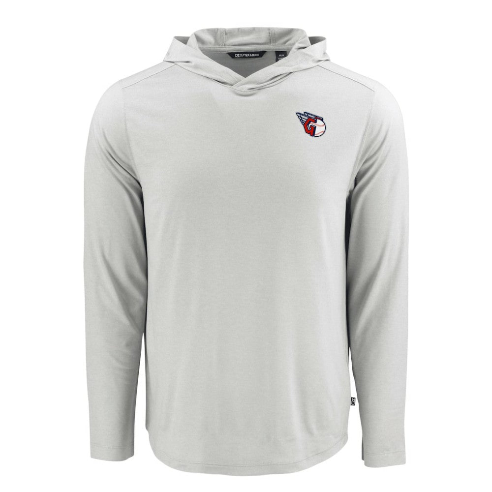 Cleveland Guardians Cutter & Buck Coastline Epic Comfort Recycled Eco Hoodie Long Sleeve T-Shirt Gray