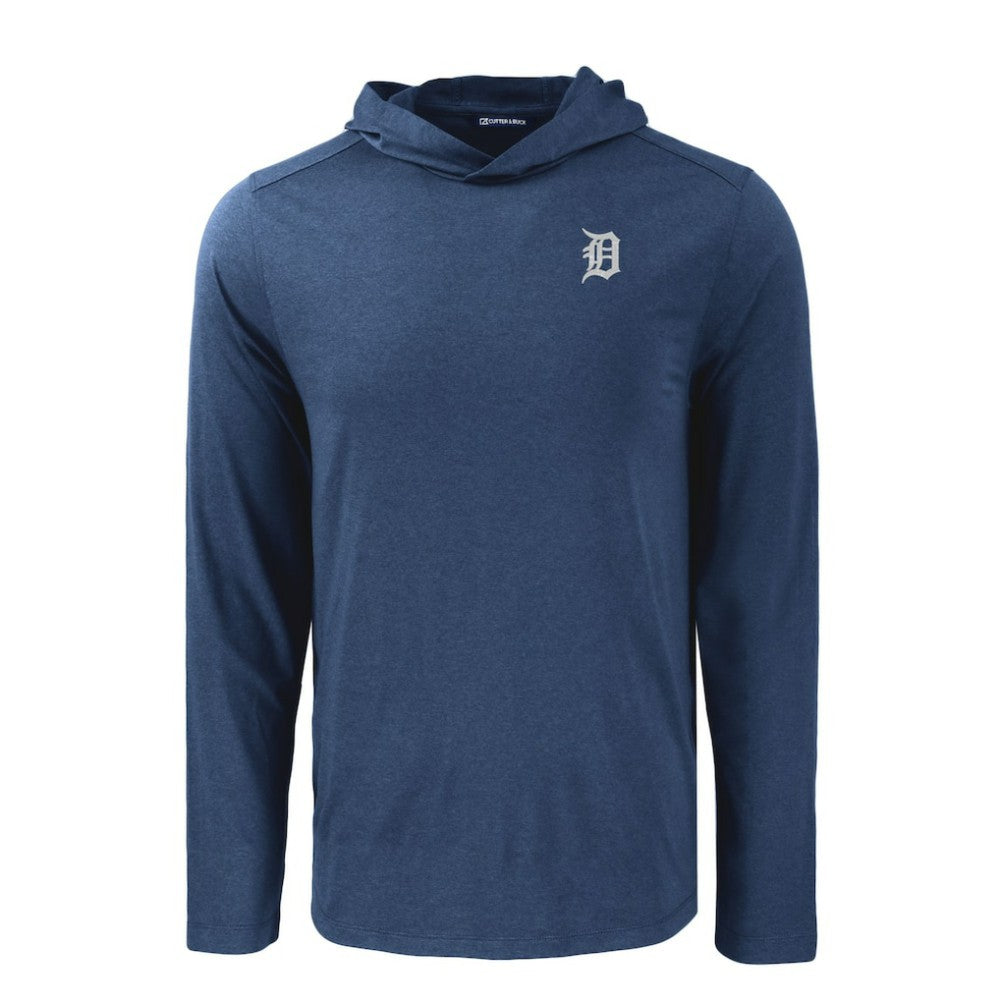 Detroit Tigers Cutter & Buck Coastline Epic Comfort Recycled Eco Hoodie Long Sleeve T-Shirt Navy