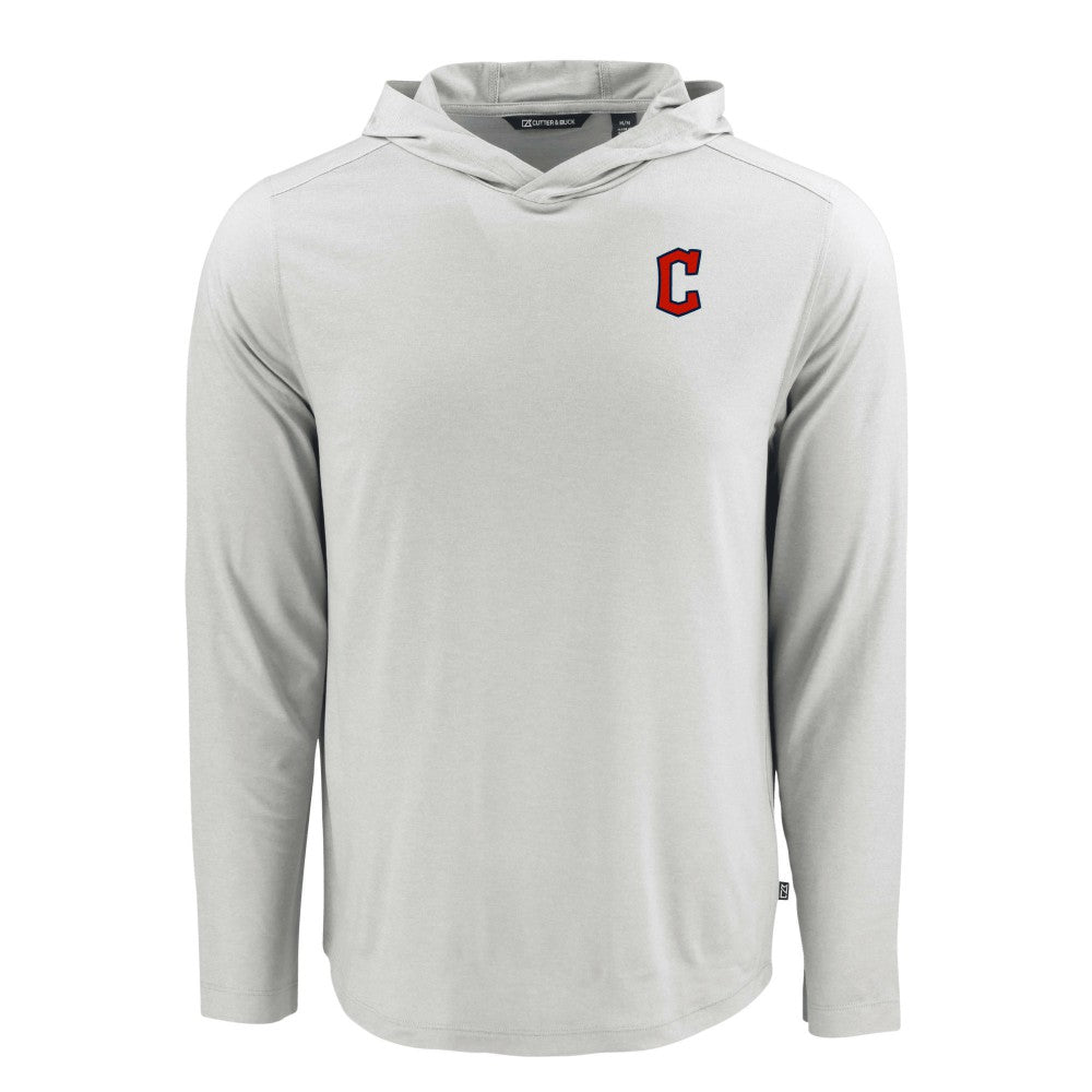 Cleveland Guardians Cutter & Buck Coastline Epic Comfort Recycled Eco Hoodie Long Sleeve T-Shirt Gray