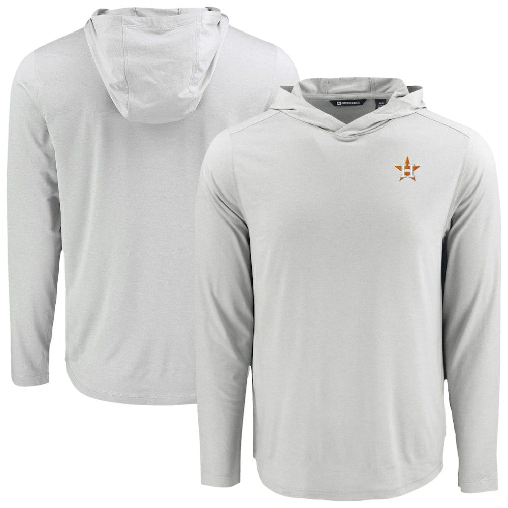 Houston Astros Cutter & Buck Coastline Epic Comfort Recycled Eco Hoodie Long Sleeve T-Shirt Gray