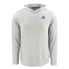 Atlanta Braves Cutter & Buck Coastline Epic Comfort Recycled Eco Hoodie Long Sleeve T-Shirt Gray