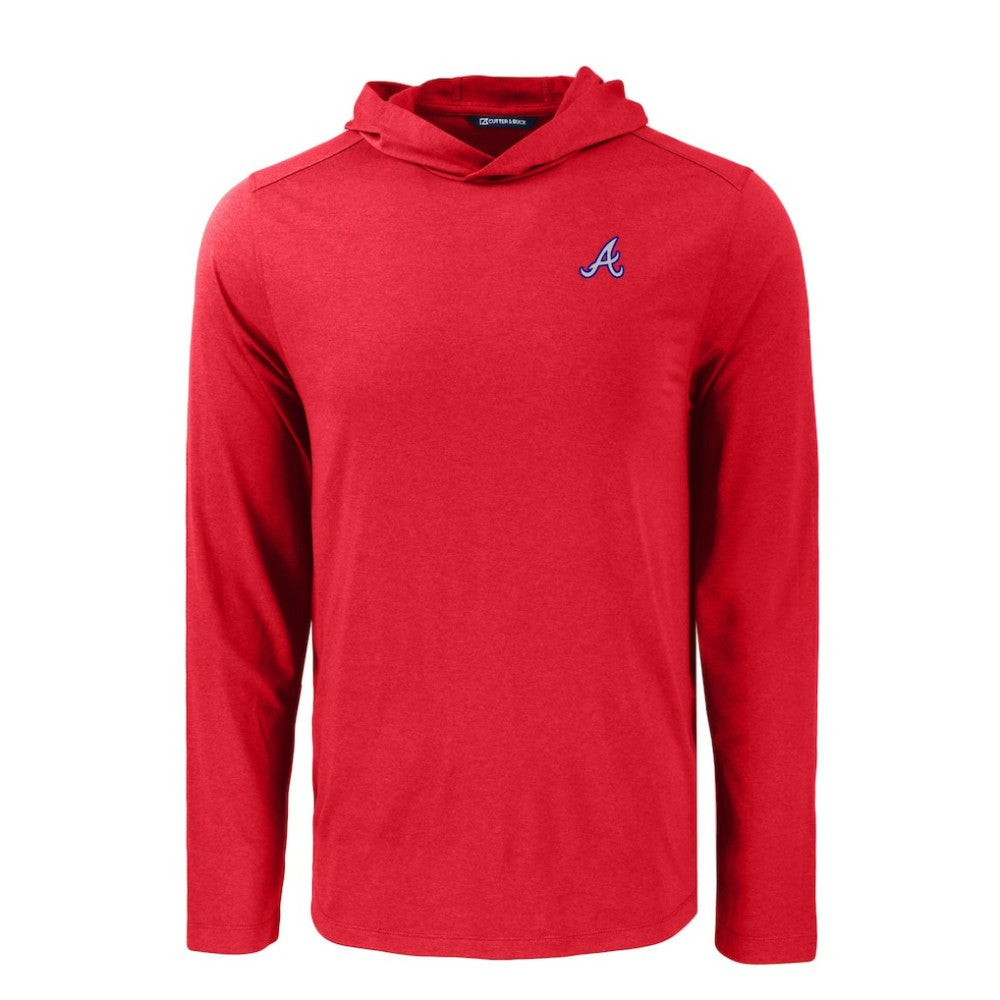 Atlanta Braves Cutter & Buck Coastline Epic Comfort Recycled Eco Hoodie Long Sleeve T-Shirt Red