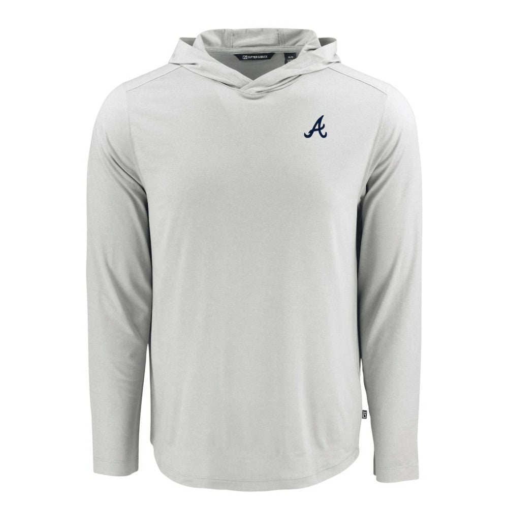 Atlanta Braves Cutter & Buck Coastline Epic Comfort Recycled Eco Hoodie Long Sleeve T-Shirt Gray
