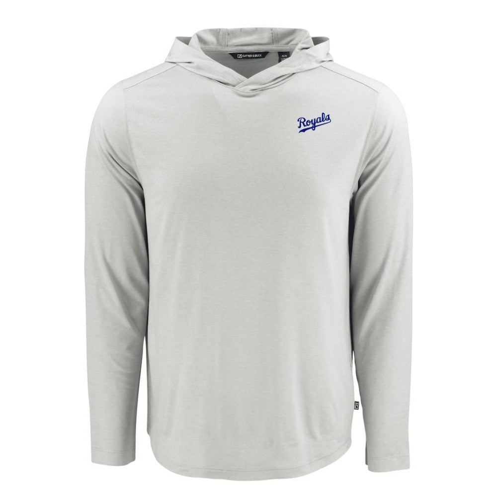Kansas City Royals Cutter & Buck Coastline Epic Comfort Recycled Eco Hoodie Long Sleeve T-Shirt Gray