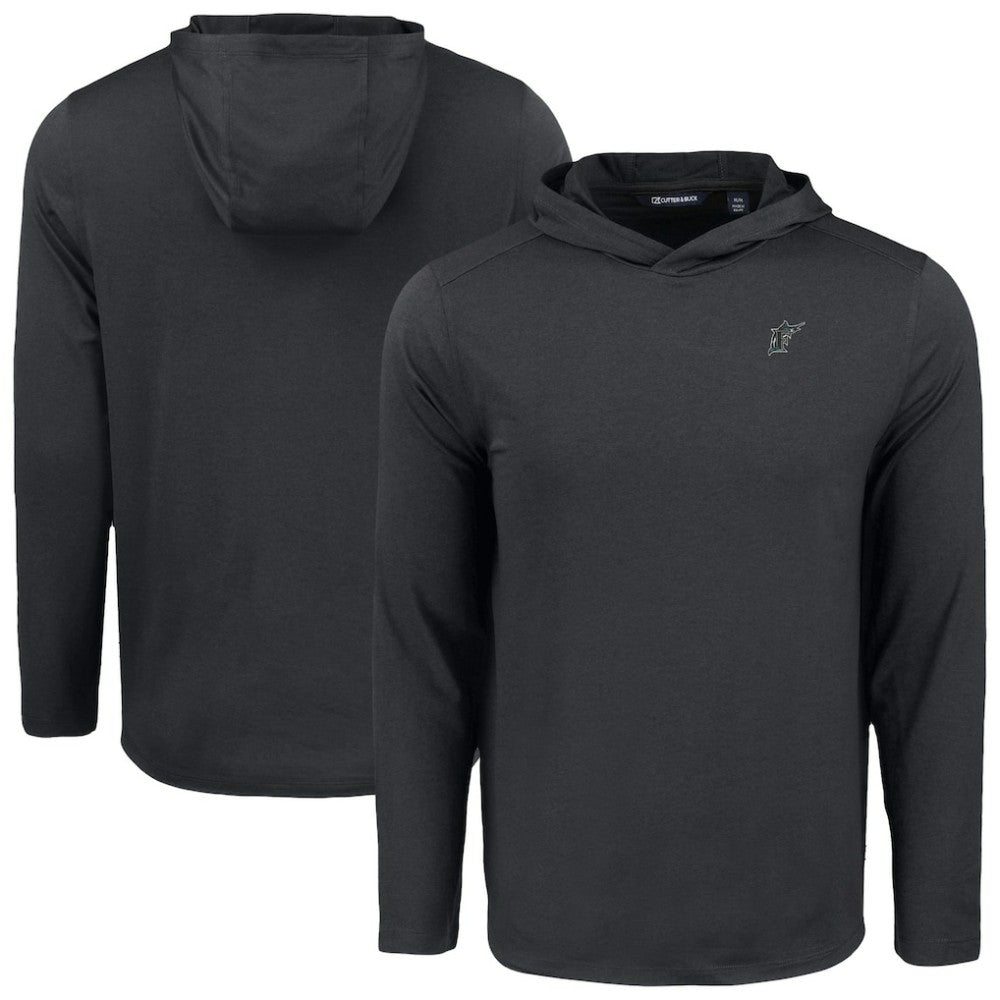Miami Marlins Cutter & Buck Coastline Epic Comfort Recycled Eco Hoodie Long Sleeve T-Shirt Black