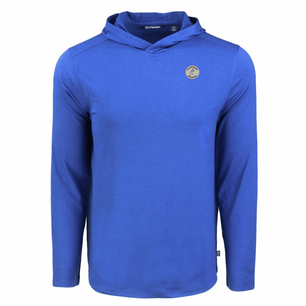 Milwaukee Brewers Cutter & Buck Coastline Epic Comfort Recycled Eco Hoodie Long Sleeve T-Shirt Royal