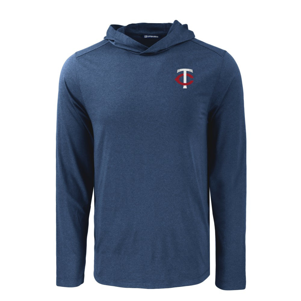 Minnesota Twins Cutter & Buck Coastline Epic Comfort Recycled Eco Hoodie Long Sleeve T-Shirt Navy