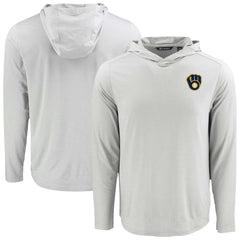 Milwaukee Brewers Cutter & Buck Coastline Epic Comfort Recycled Eco Hoodie Long Sleeve T-Shirt Gray