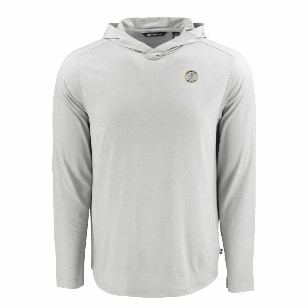Milwaukee Brewers Cutter & Buck Coastline Epic Comfort Recycled Eco Hoodie Long Sleeve T-Shirt Gray